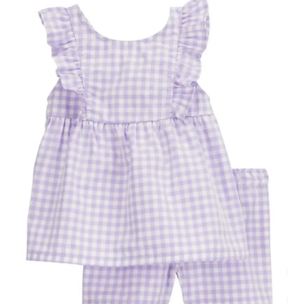 NWT Carter's Lavender Gingham and White Floral Set Size 2T - Picture 3 of 9